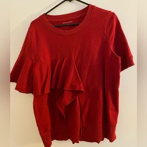 US red ruffle sweatshirt XS